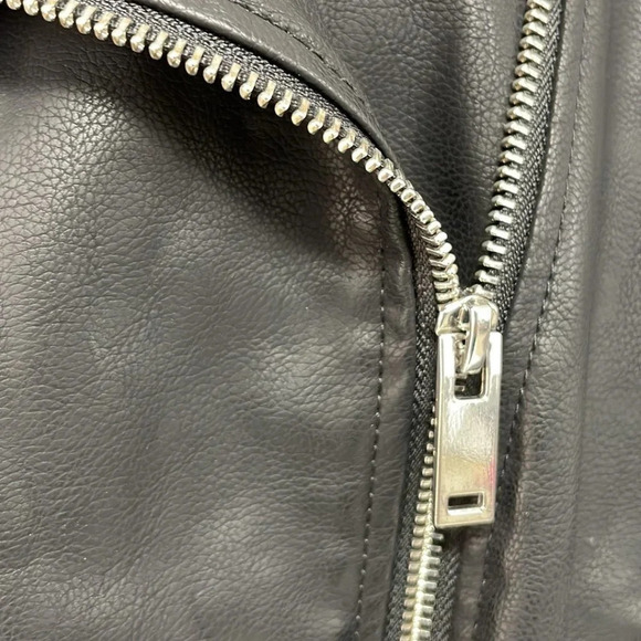 Eloquii Faux Leather Jacket Moto Zipper Belt Black Size 10 - Picture 11 of 14
